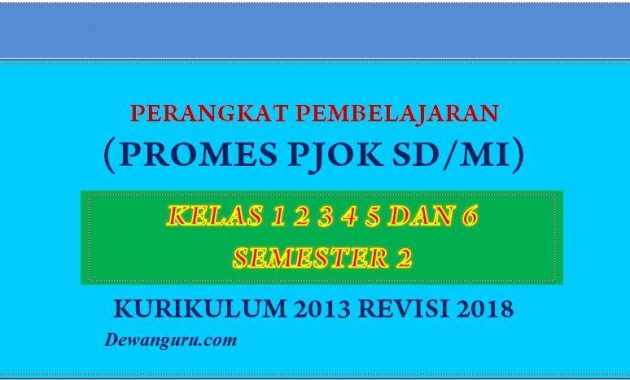 Promes PJOK SD/MI Kelas 1,2,3,4,5 dan 6 Semester 2 K13