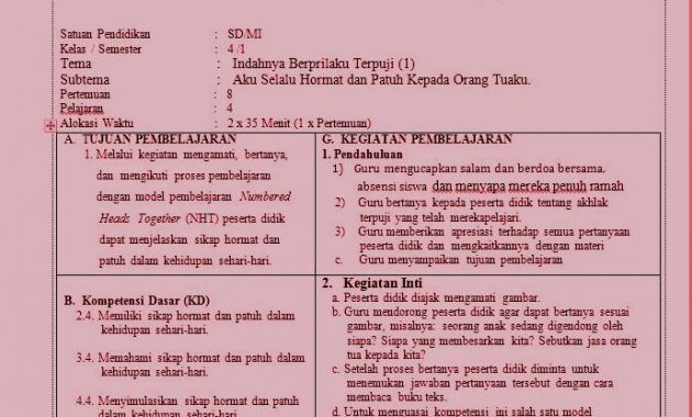 Rpp Akidah Akhlak 1 Lembar Kelas 4 - Unduh File Guru